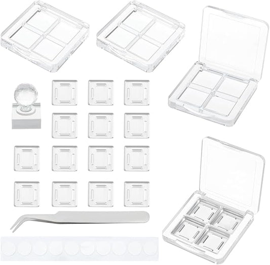 BENECREAT 4Pcs Empty DIY Eyeshadow Box Kit, Slim Custom Makeup Palette Wrapped Powder Blush Lipstick Container with 20pcs Palette Pans for Travel, DIY Cosmetic, Crafts projects-Velvo Beauty