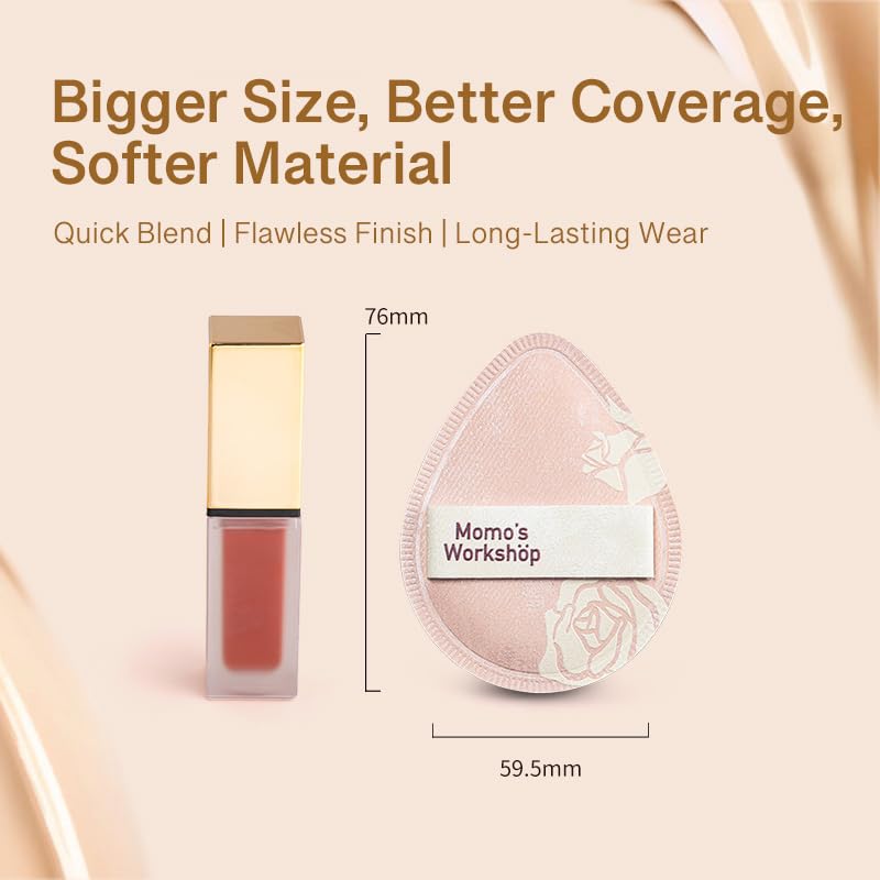 Makeup Sponge, Rubycell, Egg Shape, Foundation Sponges with Glossy PU Leather, for Liquid/Sheer Foundations, Cosmetic Puff, Medium Bounce,Travel Friendly & Reusable,2pcs & Storage Case-Velvo Beauty
