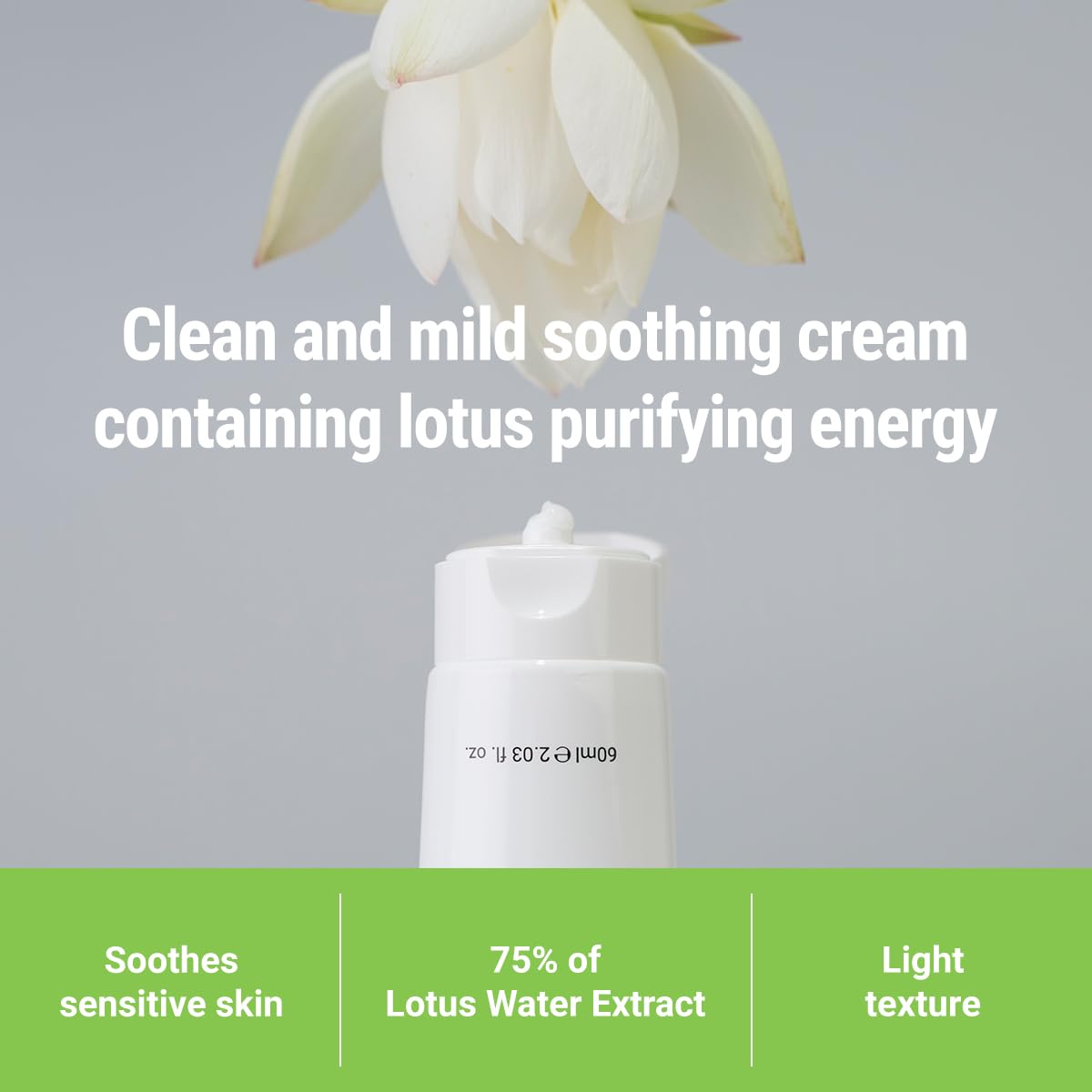 ROVECTIN Calming Lotus Water Cream - Lightweight Moisturizer Face Cream for Oily, Combination Skin | 75% Lotus Water Extract For Skin Purifying, Anti-Aging | Vegan Korean Skincare (2.03 fl oz, 60ml)-Velvo Beauty