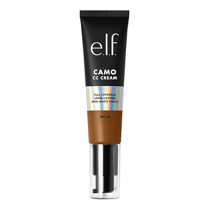 e.l.f. Camo CC Cream, SPF 30 Color-Correcting Medium-To-Full Coverage Face Foundation, Delivers An Airbrushed Finish, Vegan & Cruelty-Free, Deep 530 W-Velvo Beauty