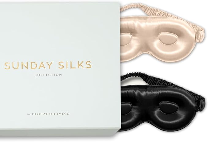 SUNDAYSILKS™ 3D Contoured Silk Sleep Mask | Padded Silk Eye Mask with Eye Cups for Lash Extensions | Blackout, Organic for Women & Men, Perfect for Travel, Slip-Free Deep Sleeping (2PK)-Velvo Beauty
