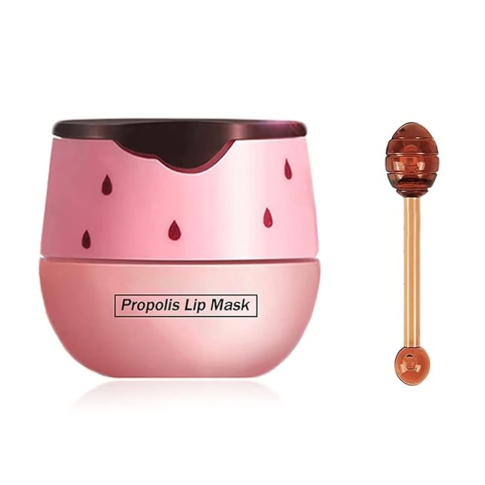 Nourishing Lip Balm Honey Pot, Moisturizing Strawberry Propolis Lip Mask, Hydrating & Prevention Dry and Cracked Lip Scrubs Exfoliator Lip Sleeping Mask Reduces Lip Lines-Velvo Beauty