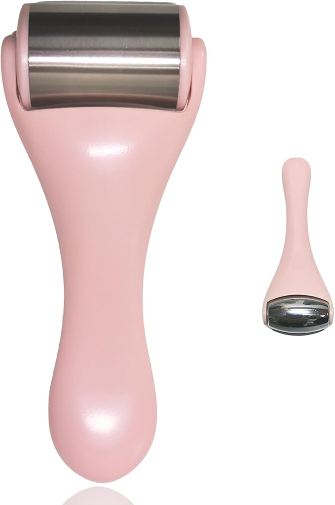 Ice Roller for Face, Ice Rollers 2 Pcs, Face Roller for Face Massager, Ice Face Roller for Wrinkles,Puffiness, Migraine Relief, Mini Eye Roller for Eyes Dark Circles (Pink)-Velvo Beauty