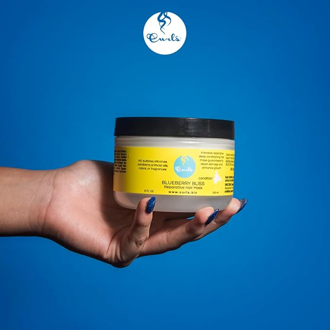 Curls Blueberry Bliss Reparative Hair Mask - 8 fl oz, Deep Conditioning, Repair, Protect, Restore, Detangle and Moisturize, For All Types-Velvo Beauty