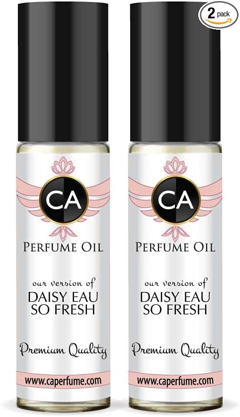 CA Perfume Impression of M. Jacobs Daisy Eau So Fresh For Women Replica Fragrance Body Oil Dupes Alcohol-Free Essential Aromatherapy Sample Travel Size Concentrated Long Lasting Roll-On 0.3 Fl Oz-X2-Velvo Beauty