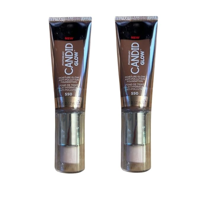 Pack of 2 Revlon Photoready Candid Glow Moisture Glow Anti-Pollution Foundation, Mocha 550-Velvo Beauty
