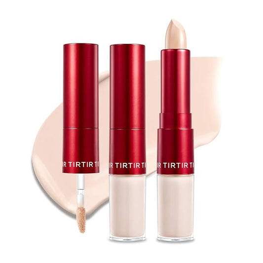 TIRTIR Glide&Hide Blurring Concealer - Creamy texture, Conceals dark circles and wrinkles, Dual formula (liquid tip & balm stick), Long-lasting wear, Korean Makeup, #1N, 0.28 Oz-Velvo Beauty