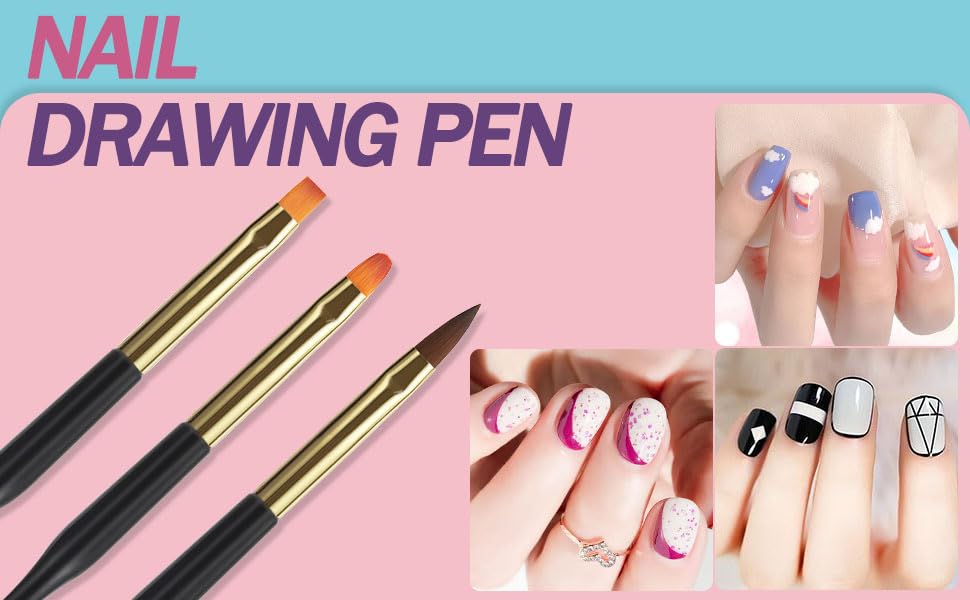 Artdone 35pcs Nail Art Pens brushes,Nail Art Tool Set,Nail Dotting Tools,Nail Dust Brush,Striping Nail Art Brushes for Long Lines,Nail Drawing Pen For Nail Design-Velvo Beauty