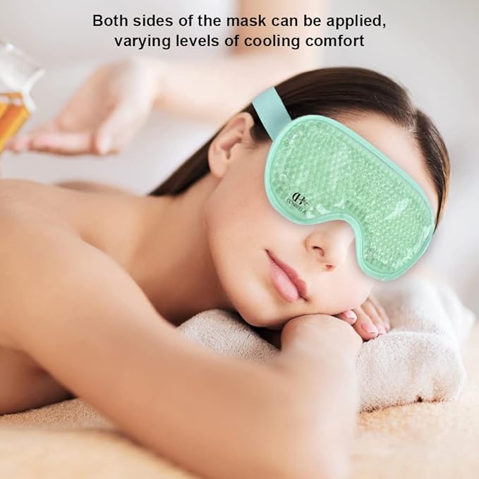 Cooling Eye Mask Gel Eye Mask Reusable Cold Eye Mask for Puffy Eyes, Eye Ice Pack Eye Mask with Soft Plush Backing for Dark Circles, Migraine, Stress Relief-Velvo Beauty