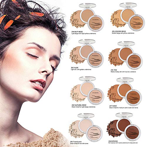 AQUAPURITY - PHOERA Sheer Matte Fixing Powder Makeup Base Fixer Setting Powder Foundation Fixing Compact Pressed Powder Long Lasting Make Up Fixer Skin Vitamin E Beauty Blender (205 Golden Beige…)-Velvo Beauty
