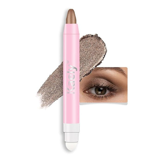 Kaely 2in1 Cream Eye Shadow Brightener Sticks for Eyes, Pencil Eyeshadow Applicator Stick Waterproof Pigmented, Eye Shadow Palette Highlighter Makeup, sombras para ojos, 21 Cocoa Shimmer-Velvo Beauty