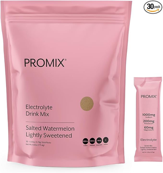 ProMix Nutrition Electrolytes Powder Hydration Packets - Himalayan Pink Salt, Magnesium, Potassium, Vitamin C - Salted Watermelon, Lightly Sweetened - 30 Servings (Pack of 30)-Velvo Beauty