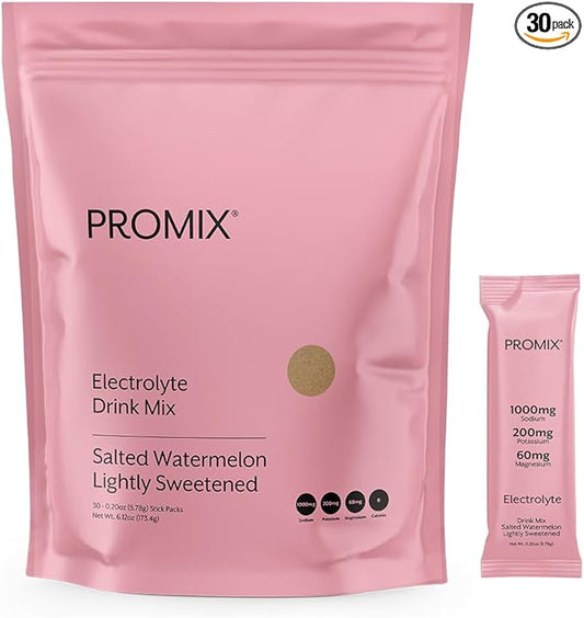 ProMix Nutrition Electrolytes Powder Hydration Packets - Himalayan Pink Salt, Magnesium, Potassium, Vitamin C - Salted Watermelon, Lightly Sweetened - 30 Servings (Pack of 30)-Velvo Beauty