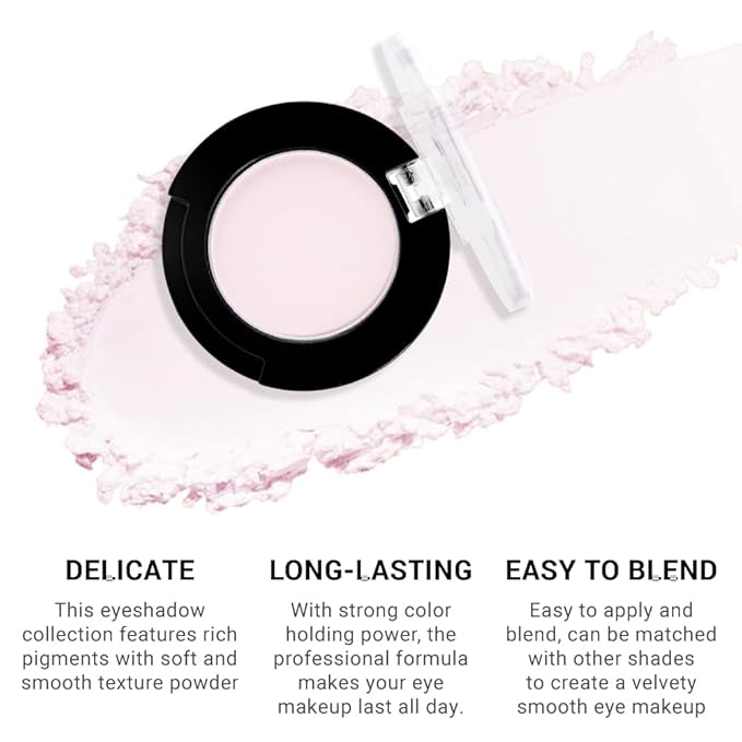 Monochrome Matte Eyeshadow Makeup Palette, Highly Pigmented Pearl White Eyeshadow Palette, Matte Pressed Powder Eye shadow Makeup, Single Vegan Eye Shadow, Daily Evening Women Girls Eyeshadow Gift 3#-Velvo Beauty