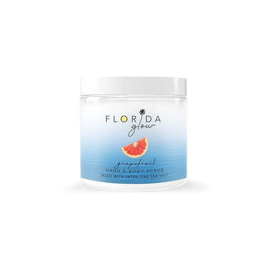 Sea Salt Body Scrub by Florida Suncare - Ocean Salt Body Polish Infused with Marine Algae - Exfoliating Face and Body Scrub - Facial Scrub Exfoliator to Tackle Acne (Grapefruit, 12.1 oz)-Velvo Beauty