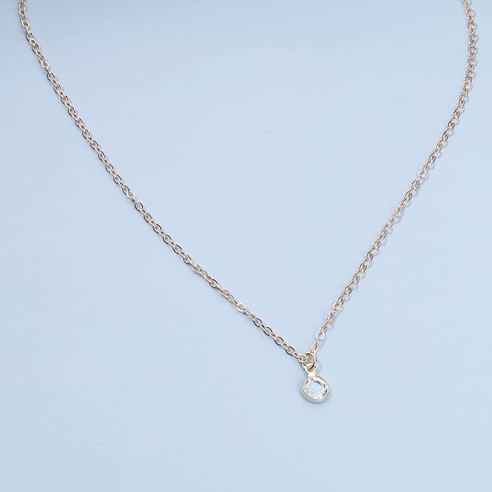 Boho Tiny Crystal Choker Gold Clear Quartz Pendant Necklace Minimal Dot CZ Choker Necklace Simple Everyday Necklace Wedding Necklace Jewelry for Women and Girls Gifts-Velvo Beauty