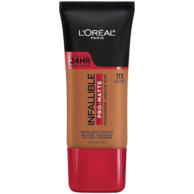 L'Oreal Paris Cosmetics Makeup Infallible Pro-Matte Liquid Longwear Foundation, Soft Sable, 1 fl oz-Velvo Beauty