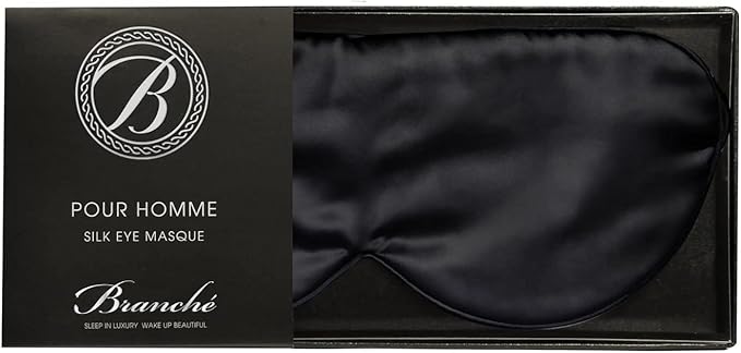 Branche Beauty Silk Eye Mask Pour Homme - Stylish 100% 6A Silk 22 Momme Sleep Mask, Eye Cover, Shade Blindfold Sleeping Mask for Luxury Sleep for Men Gifts for Him (Black)-Velvo Beauty