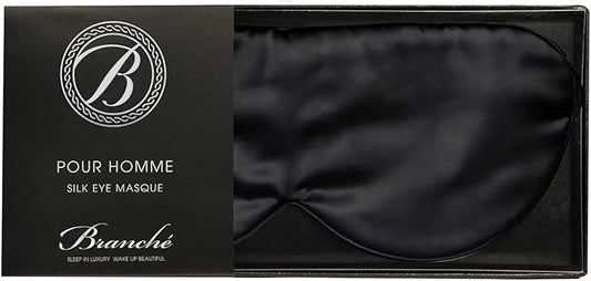 Branche Beauty Silk Eye Mask Pour Homme - Stylish 100% 6A Silk 22 Momme Sleep Mask, Eye Cover, Shade Blindfold Sleeping Mask for Luxury Sleep for Men Gifts for Him (Black)-Velvo Beauty