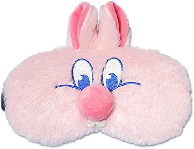 PERFECTSIGHT Bunny Eye Masks, Cute Plush Sleep Eye Cover Lightweight Adjustable Eyeshade Faux Fur Mask Cover for Women Men Sleep Travel Nap, Pink Nose-Velvo Beauty