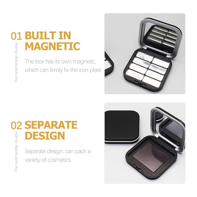 2pcs Empty Magnetic Eyeshadow Palette, Small Makeup Palette Lipstick Compact Containers Cosmetic Sample Storage Cases Magnetic Pallete for Makeup-Velvo Beauty