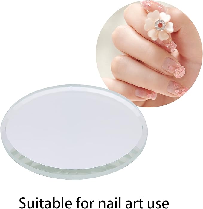 Nail Art Palette, DIY Nail Art Palette Nail Color Mixing Palette Nail Art Manicure Display Drawing Tool Nail Art Plate False Nail Mirror Glass Display Board for Manicure Makeup Paint Art(white)-Velvo Beauty