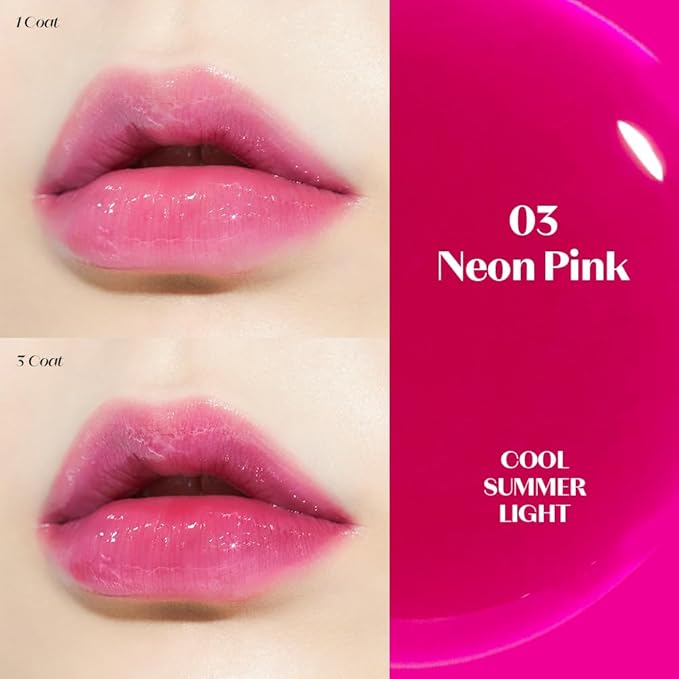 ETUDE Dear Darling Oil Tint #3 Neon Pink 4.2g | High Moisturizing and Strong Hydrating Lip Oil/Lip Gloss | Smooth and Moist Lips | Non-Sticky Lip Oil Tint For Dry Lips | K-beauty-Velvo Beauty