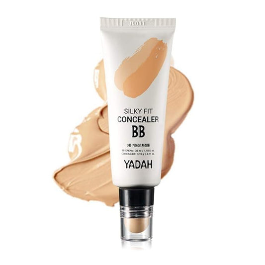 YADAH Silky Fit Concealer BB Cream (21 Light Beige, 1.18fl oz) - 2-in-1 Korean Makeup for Flawless Skin, Tinted Moisturizer for Blemish Cover. Long-Lasting, All-Day Wear.-Velvo Beauty