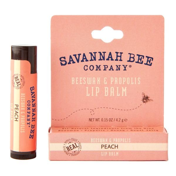 Savannah Bee Lip Balm Hanger 0.15 oz - Invigorating Mint Flavor - Natural Ingredients for Supple, Soft Lips - Convenient Hanger Design (.15 Oz, Peach)-Velvo Beauty