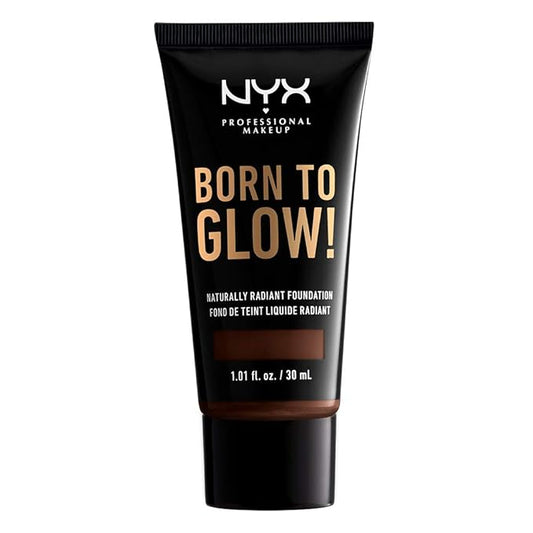 NYX PROFESSIONAL MAKEUP Born To Glow Naturally Radiant Foundation, Medium Coverage - Deep Ebony-Velvo Beauty