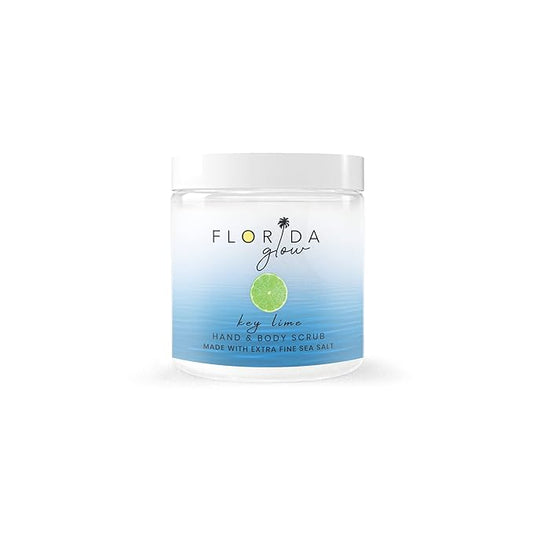 Sea Salt Body Scrub by Florida Suncare - Ocean Salt Body Polish Infused with Marine Algae - Exfoliating Face and Body Scrub - Facial Scrub Exfoliator to Tackle Acne (Key Lime, 12.1 oz)-Velvo Beauty