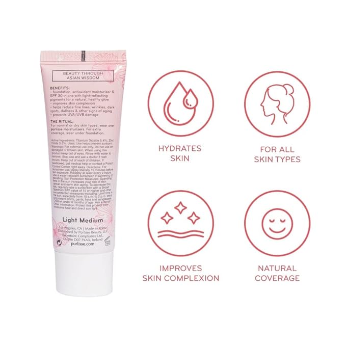 pūrlisse Radiant Glow Illuminating BB Cream with SPF 30 - Glow BB Cream Enriched with Goji & Hawthorn Berry for Dewy Skin - Helps to Improve Skin Texture & Radiance - Deep (1.4 oz)-Velvo Beauty