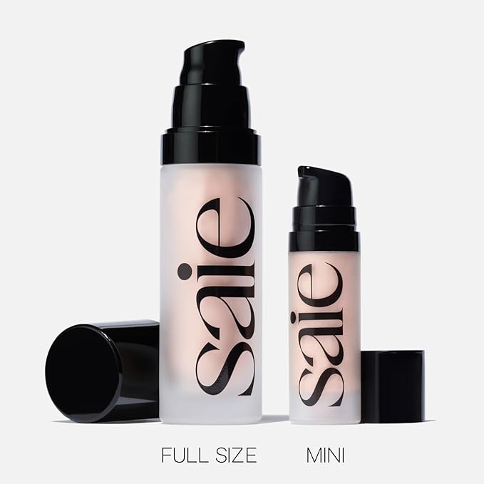 Saie Mini Glowy Super Gel - Hydrating Makeup Primer and Illuminating Glow Serum Enriched with Vitamin C and Squalane Oil - All-Over Liquid Highlighter Makeup for Instant Glass Skin - Roseglow (0.5 oz)-Velvo Beauty