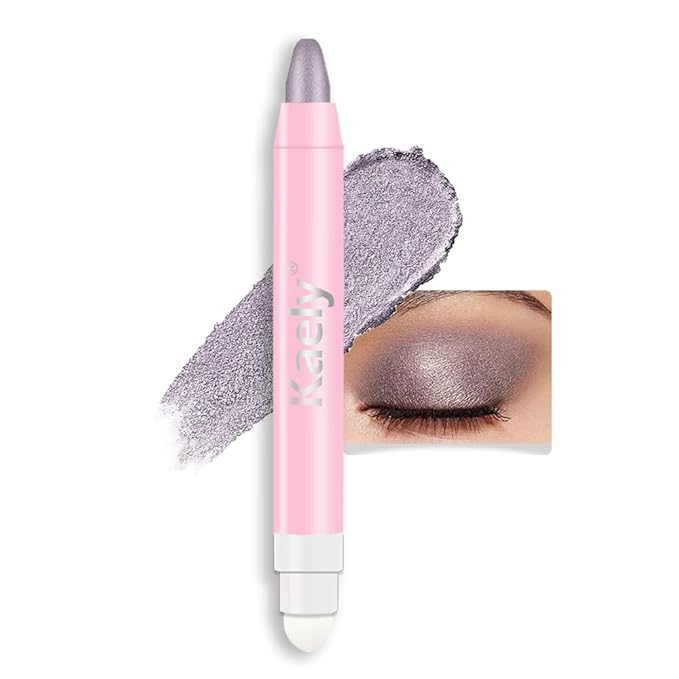 Kaely 2in1 Cream Eye Shadow Brightener Sticks for Eyes, Pencil Eyeshadow Applicator Stick Waterproof Pigmented, Eye Shadow Palette Highlighter Makeup, sombras para ojos, 24 Smoky Amethyst Shimmer-Velvo Beauty