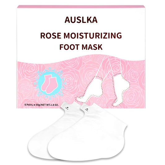 AUSLKA Moisturizing Foot Mask, Moisturizing Socks, Hydrating Moisturizer Sock for Dry Cracked Feet Heel, Leave Your Feet Moisture and Smooth(Shea Butter) - 6 Packs-Velvo Beauty