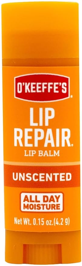 O'Keeffe's Unscented Lip Repair Lip Balm for Dry, Cracked Lips, Stick, (Pack of 5)-Velvo Beauty