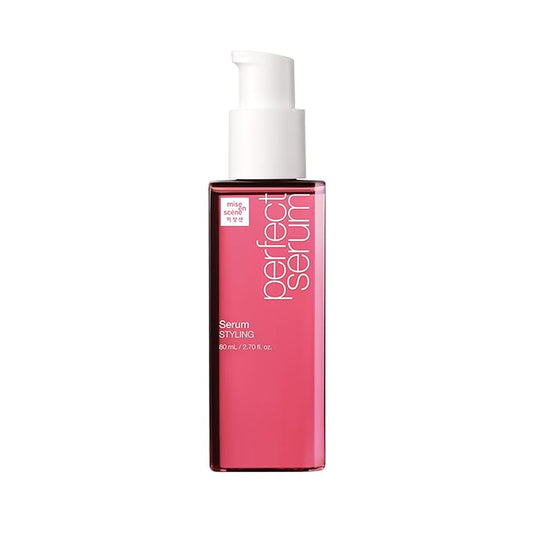 Mise En Scene Perfect Styling Serum for Heat Damage Protection - Hair Serum for holding Bounce, Hair Essence for Long Lasting Curl, Powdery Scent, with Argan Oils, 2.70 fl. Oz-Velvo Beauty