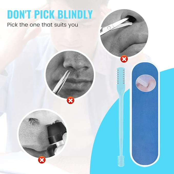 Nasal Hair Cutter, 2025 Upgraded Double Sided Noses Hairs Knife, 360° Rotating Portable Manual Nose Hair Trimmer, Noses Hairs Remover for Women Men Travel Essentials (Dark Green, 12 Pcs)-Velvo Beauty