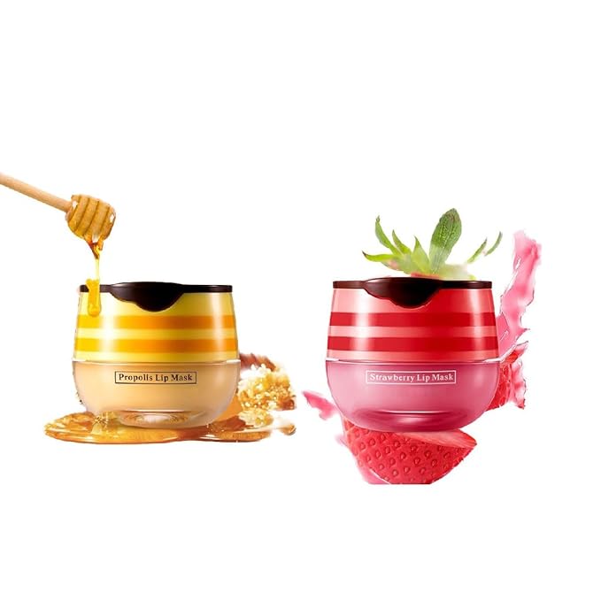2 Pcs Honey Pot Lip Balm, Moisturizing Restors Moisture Bee Lip Mask for Dry Lips Lip Mask.(Honey)-Velvo Beauty