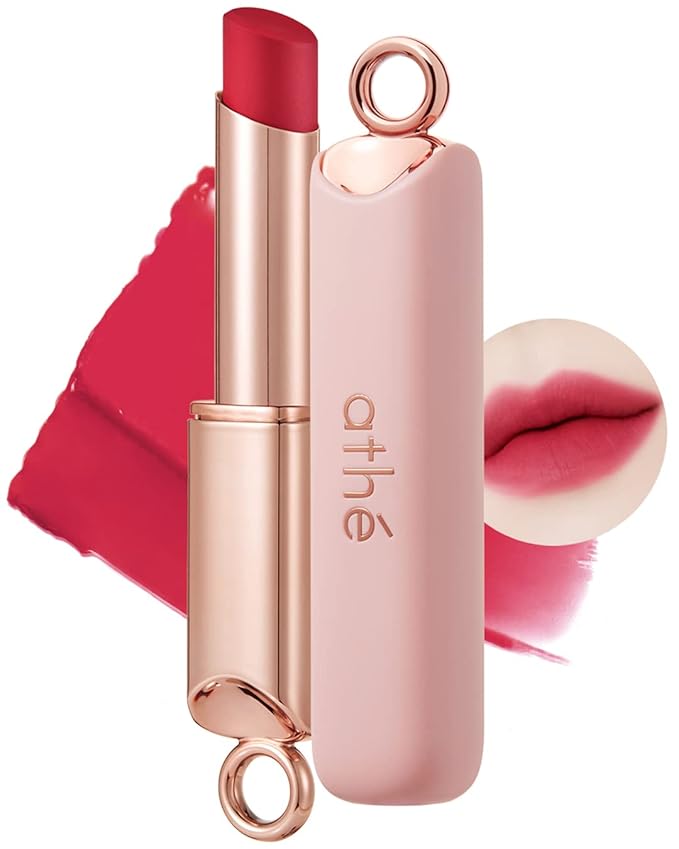 ATHÉ Authentic Airy Lip Balm 09 CHERRY VERY MUCH, Korean Vegan Color Lip Blam, Flake-Free Slim Fit Lips, Silky Powdery Finish & Air-like Blurring with Vibrant Colors, 0.11oz.-Velvo Beauty
