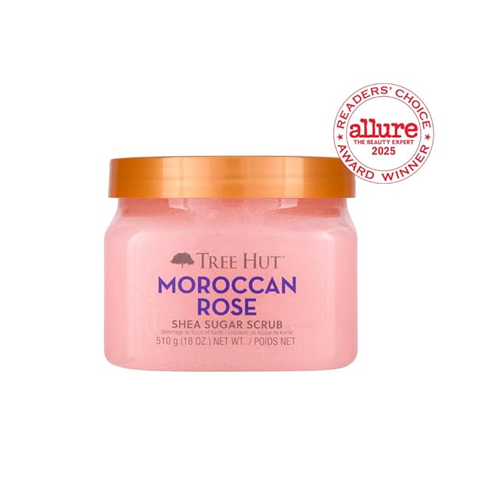 Tree Hut Shea Sugar Scrub - Moroccan Rose - 18 oz - Exfoliating Body Scrub for Smooth, Glowing Skin - Made with Real Sugar and Shea Butter-Velvo Beauty