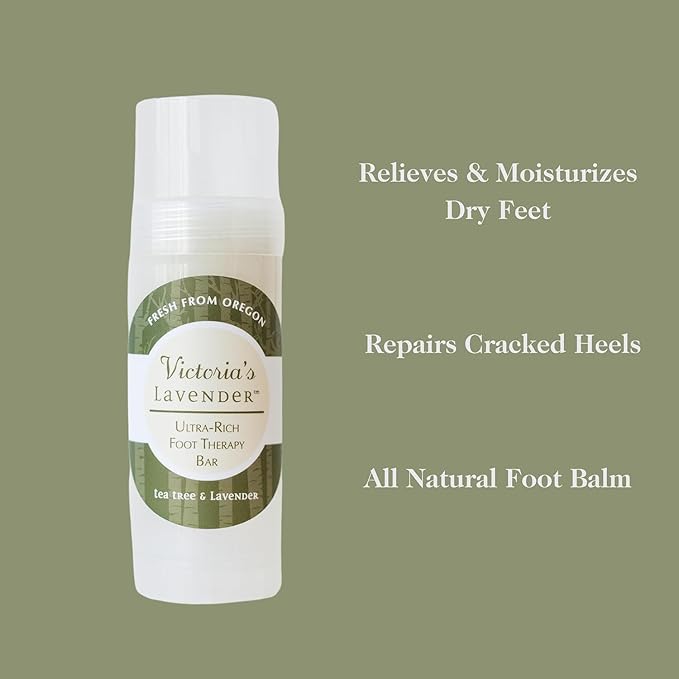 Victoria's Lavender Ultra Rich Foot Balm for Dry Cracked Feet – Heel Repair & Softener with Tea Tree Oil & Lavender – Dry Heels Treatment for Women & Men – Made in USA Foot Balm Stick - 2 Pack (2.5Oz)-Velvo Beauty