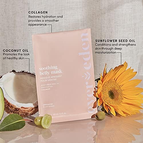 Evereden Soothing Belly Mask for Stretch Marks - 2nd/3rd Trimester Size | 1 count | Belly Mask for Pregnancy | Clean Pregnancy Skincare | Non-toxic and Fragrance Free-Velvo Beauty