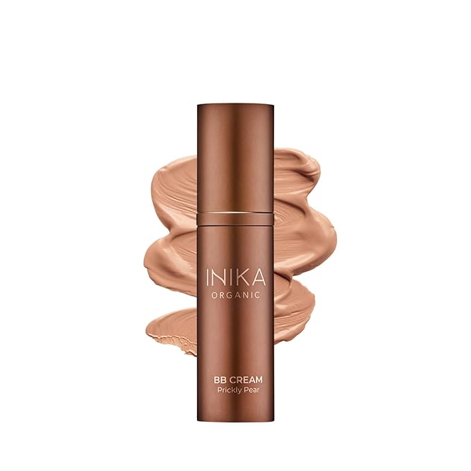 INIKA Organic BB Cream Foundation - Vegan Makeup with Hydrating Prickly Pear, Jojoba, and Pomegranate Seed Oil - Lightweight Glow for Balanced Skin Tone, Tan, 1 fl oz-Velvo Beauty