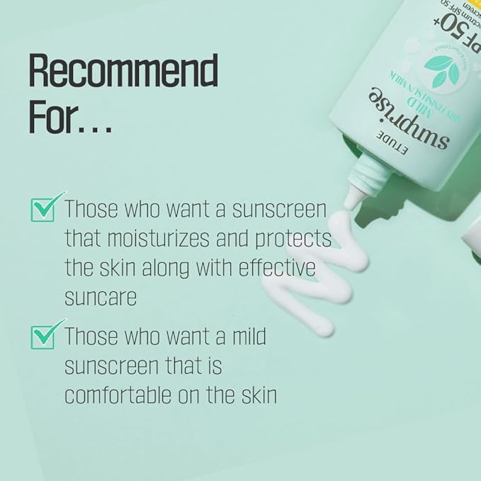 ETUDE Sunprise Sunscreen Mild Sun Milk SPF 50+ / PA++++ (55ml) | Sebum-free, Non-Sticky, Long Lasting Protection, 100% Mineral Korean Sunscreen for sensitive skin-Velvo Beauty