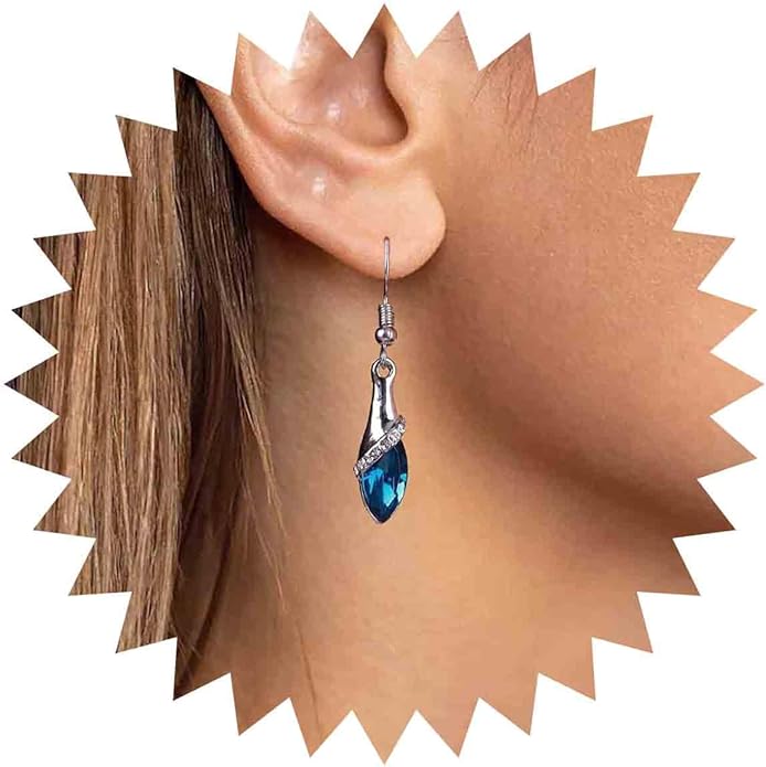 Bohemia Sapphire Drop Earrings Blue Crystal Dangle Hook Earrings Long Cz Blue Rhinestone Earrings Bridal Sapphire Earrings Jewelry for Women Gifts-Velvo Beauty