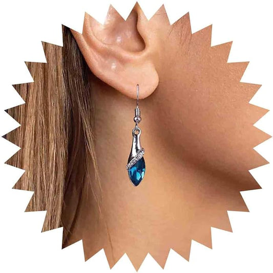 Bohemia Sapphire Drop Earrings Blue Crystal Dangle Hook Earrings Long Cz Blue Rhinestone Earrings Bridal Sapphire Earrings Jewelry for Women Gifts-Velvo Beauty