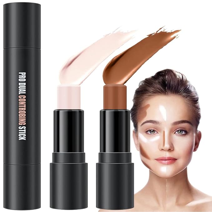 evpct 2In1 Cream Contour Stick Contouring Concealer Sticks Makeup Face Cream Kit for Beginners Creamy Contour and Highlight Stick contorno base de maquillaje para mujer en oferta 01 Ivory & Brown-Velvo Beauty