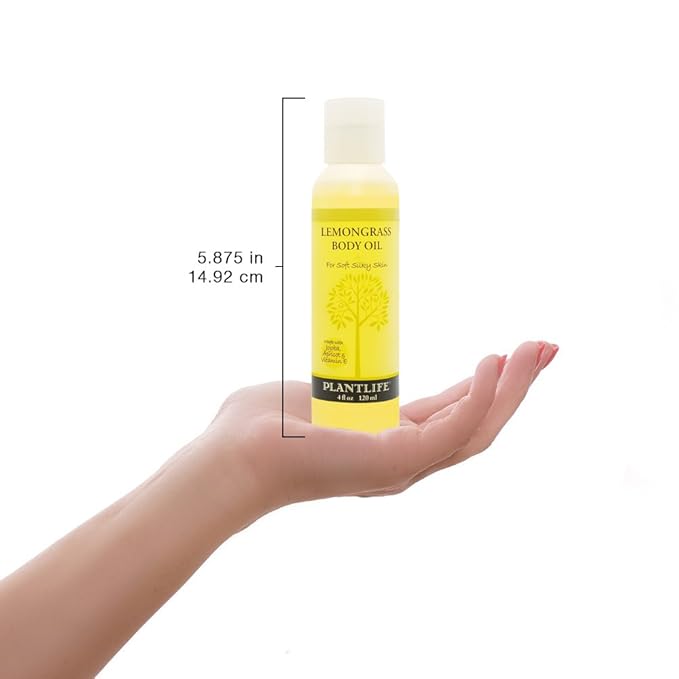Plantlife Lemongrass Body Oil - Moisturizing Natural Body Oil for All Skin Types - Nourishing Dry Skin and Making It Feel Soft and Silky for Women & Men - Bath, Body & Massage Oil - 4oz-Velvo Beauty
