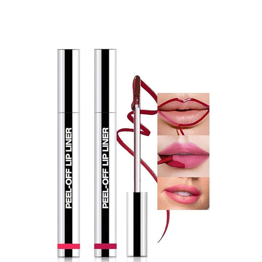 2Pcs Matte Liquid Lip Stain Peel Off Lip liner Tattoo, Matte Peel Off Lip Stain, Long Lasting Waterproof Lipstick Lip Gloss Stain, Transfer-proof for All Skin Types (0.24 fl oz-00#+06#)-Velvo Beauty